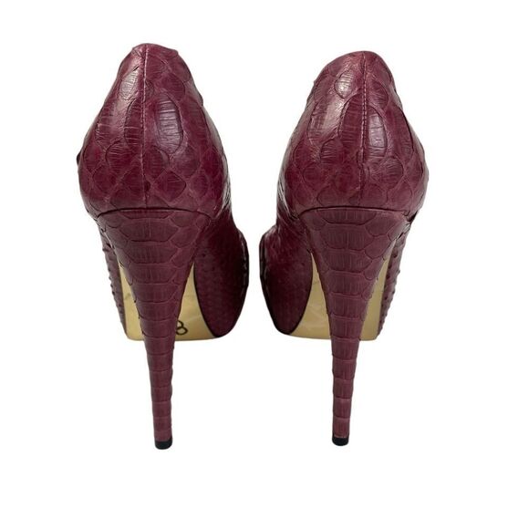 GINA 6 US ,python leather , maroon platform heels handmade - Picture 7 of 11